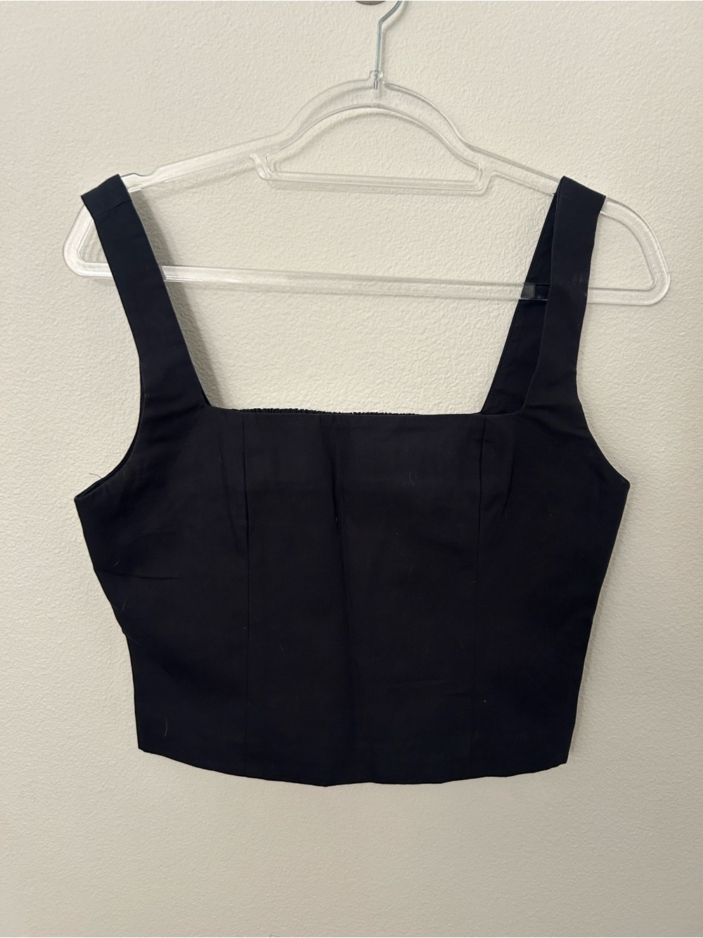 WAYF Black Square-Neck Crop Tank Top - Women's